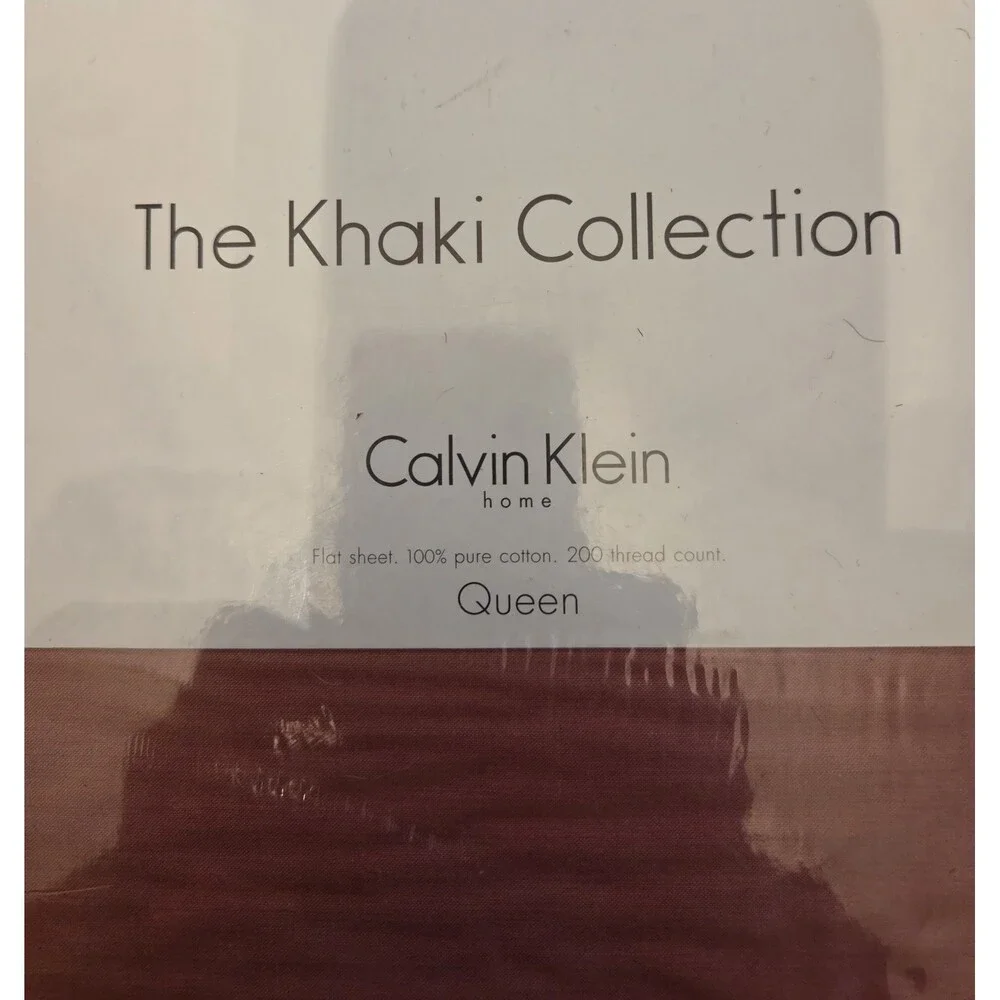 Calvin Klein The Khaki Collection Queen Flat Sheet Pure Cotton 200 Thread Ct NWT